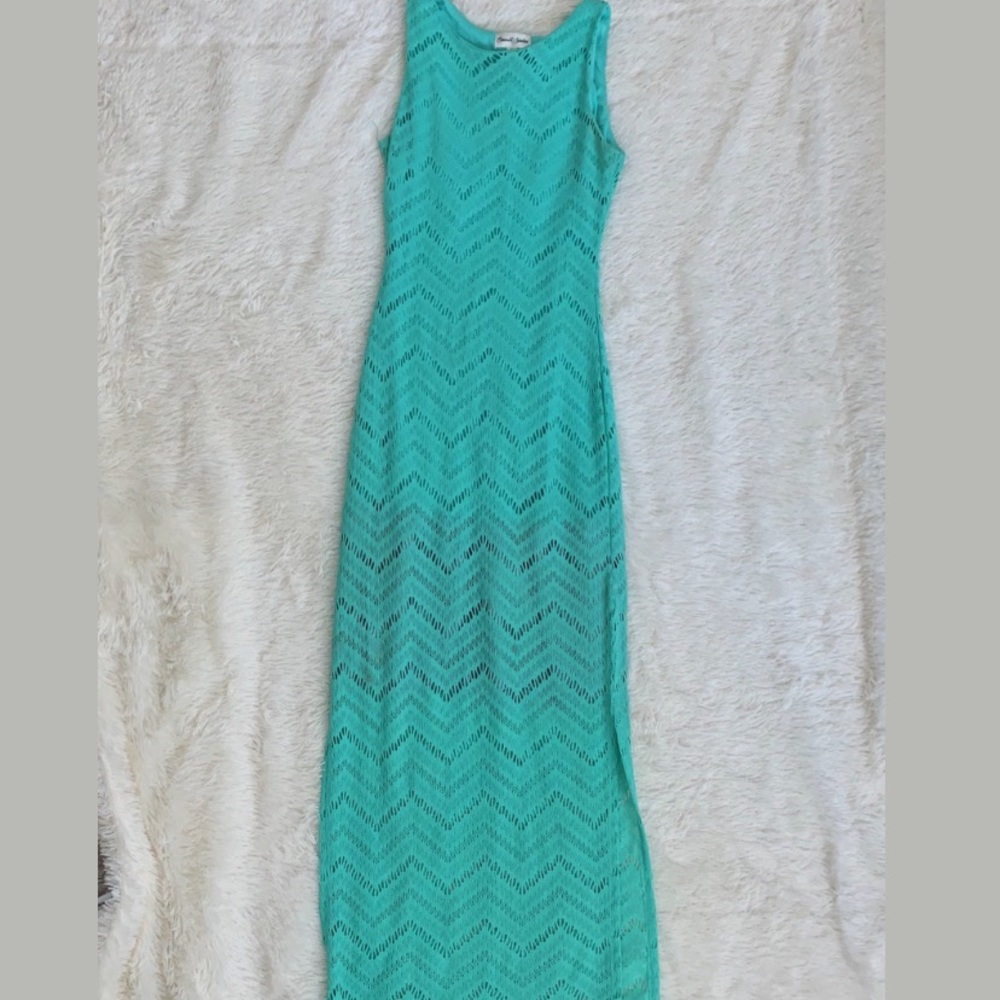 Mint colored lace maxi dress